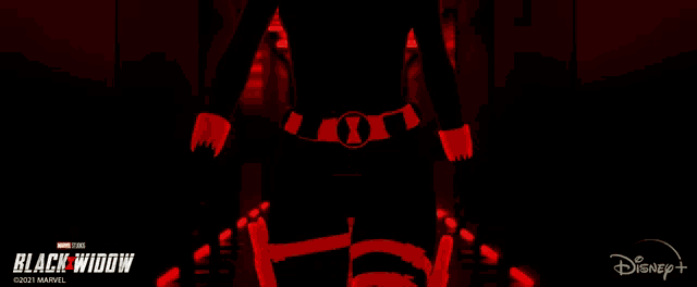 a poster for the movie black widow shows a man walking down a hallway