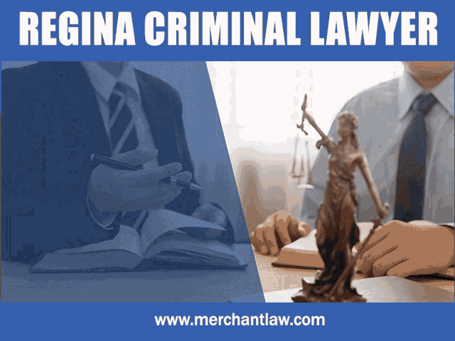 an ad for regina criminal lawyer with a statue of lady justice