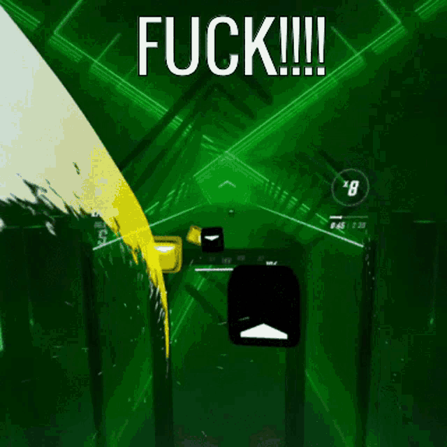 a screenshot of a video game that says " fuck "