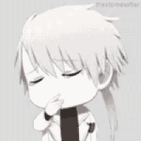 a cartoon character with white hair and a black tie is sleeping .