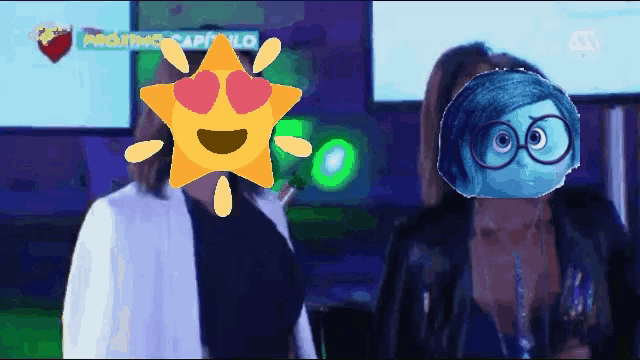 a woman with a mask on her face is standing next to another woman