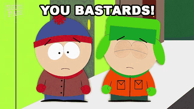 two south park characters are standing next to each other