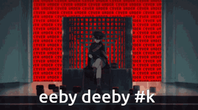 a picture of a man with the words eeby deeby #k
