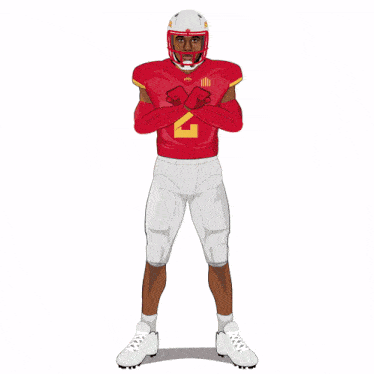 a cartoon of a football player wearing a red jersey with the number 2 on it