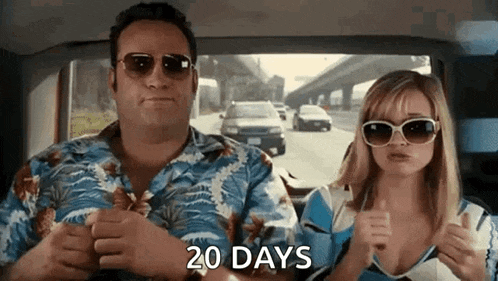 a man and a woman are sitting in the back seat of a car . the woman is wearing sunglasses .