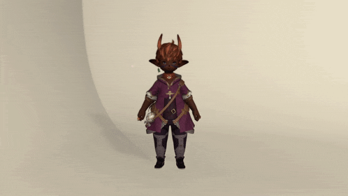 a cartoon character with horns is standing in front of a white sphere