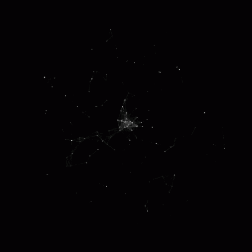 a black background with white lines and dots that looks like a spider web