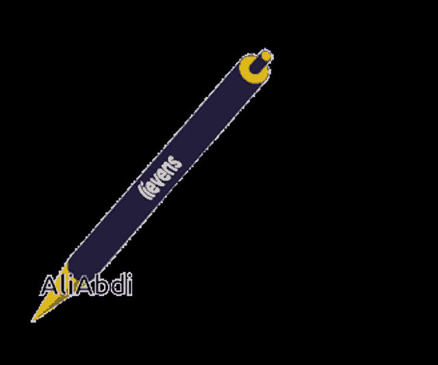 a drawing of a pen with the name aliabdi on it