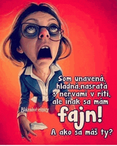 a cartoon of a woman holding a piece of paper with the words fajn a ako sa mas ty