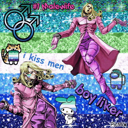 a picture of a man in a pink coat that says # 1 molewife