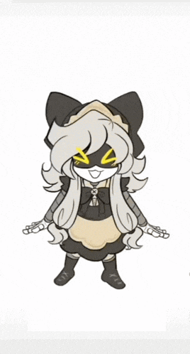 a cartoon drawing of a girl with a cat ear hood