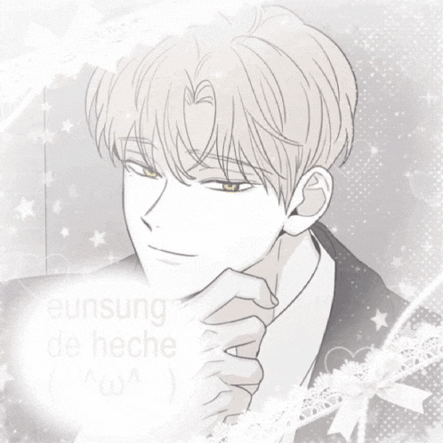 a drawing of a man with the words eunsung de hecho written below him