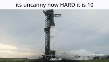 a rocket is being launched with the words " its uncanny how hard it is 10 " above it