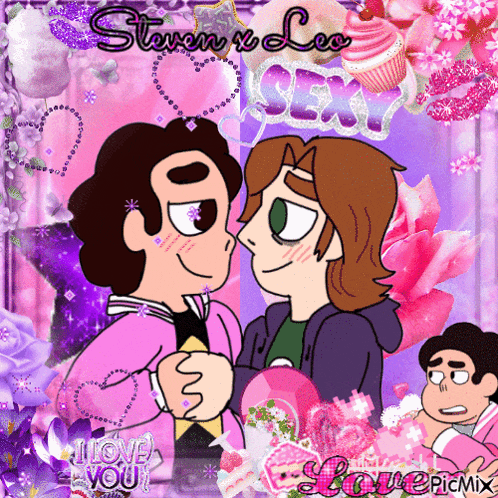a picture of steven and lee with the words steven x lee sexy