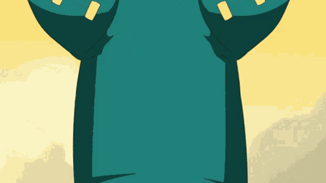 a cartoon character is wearing a blue shirt