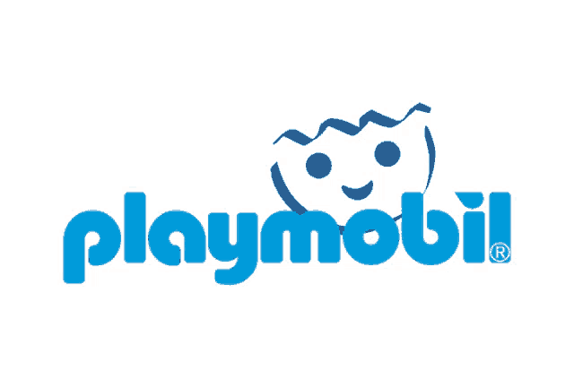 the playmobil logo has a smiling face on it