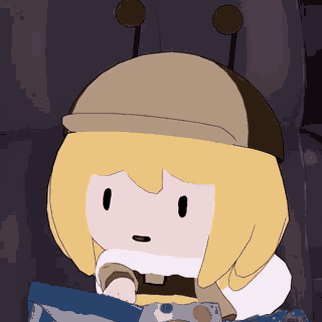 a cartoon character wearing a hat is sitting in a chair eating a bag of chips