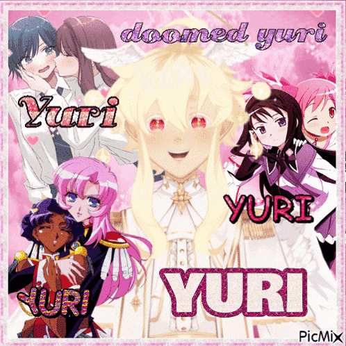 a collage of anime characters with the name yuri in the center
