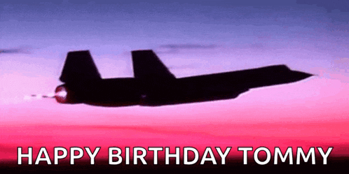a plane is flying in the sky with the words happy birthday tommy