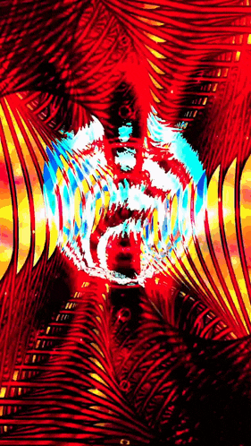 a colorful abstract painting of a person 's face with a circle in the middle