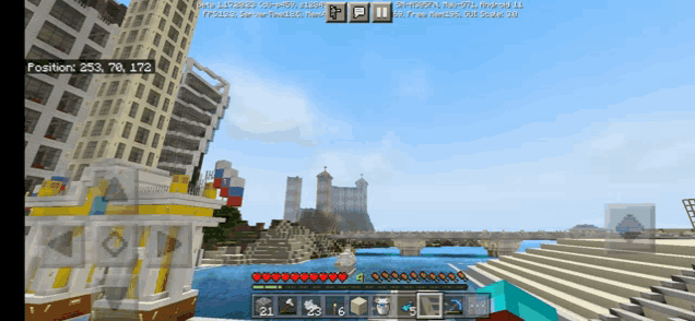 a screenshot of a minecraft game shows the player 's position as 233