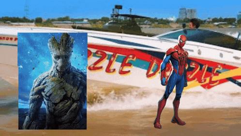 a picture of groot and a picture of a spiderman