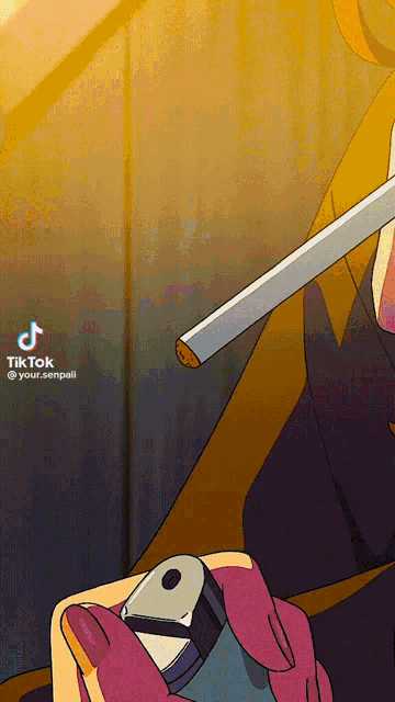 a cartoon of a woman lighting a cigarette with a lighter