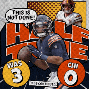 a bears football player is holding a ball with a speech bubble saying this is not done