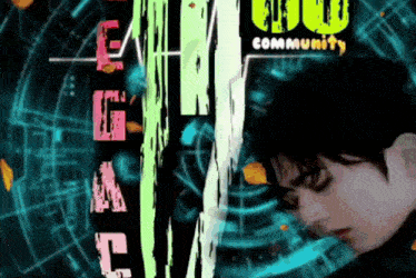the word community is on a poster with a man in the background