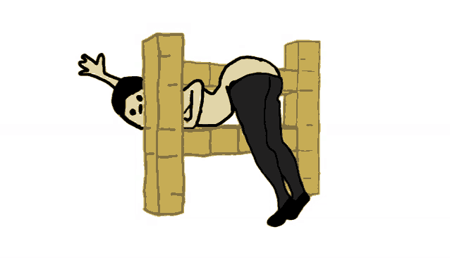 a cartoon drawing of a person laying on their back