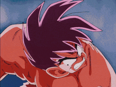 a close up of a cartoon character 's face with pink hair