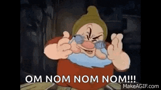 grumpy from snow white and the seven dwarfs is wearing glasses .