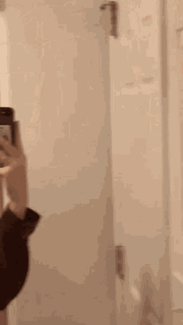 a person is taking a picture of themselves in a bathroom mirror .