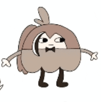 a cartoon character with arms and legs is wearing a beard and bow tie .