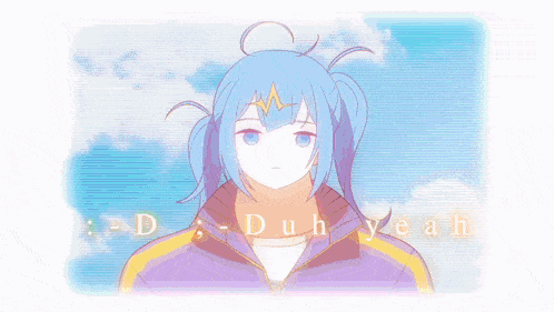 a blue haired anime character with a star on his head