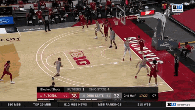 a basketball game between rutgers and ohio state is being broadcast on big network