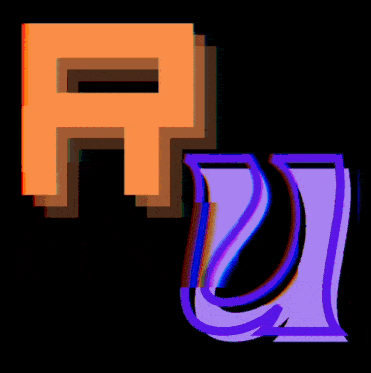 a colorful pixel art of the letter a and u on a black background