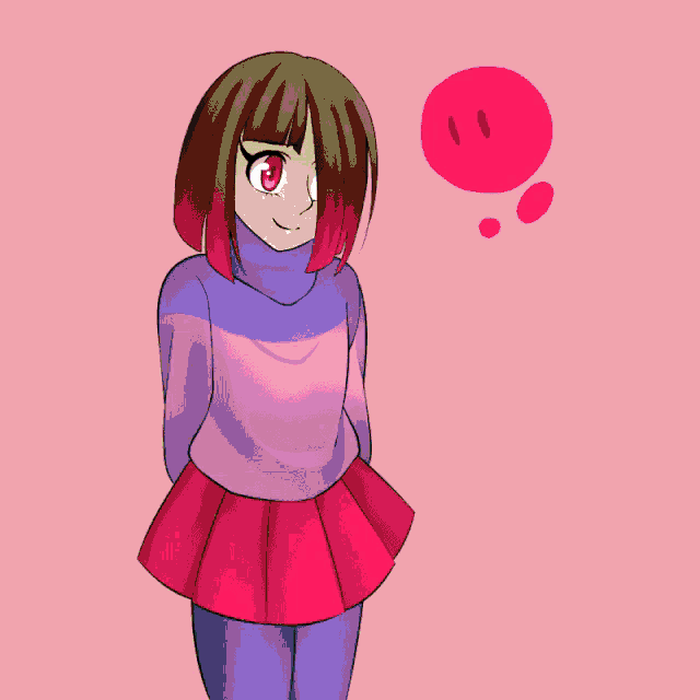 a drawing of a girl with blue hair and a green ghost