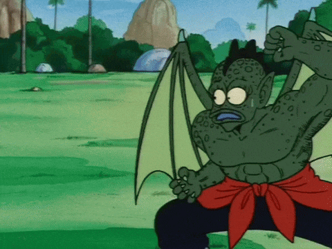 a cartoon drawing of a monster with wings