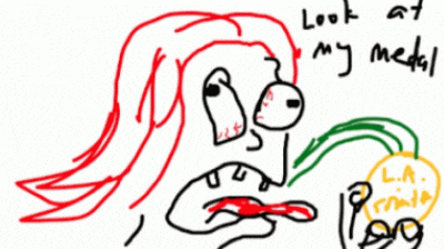 a drawing of a person with the words look at my metal written below it