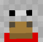 a close up of a minecraft character 's face with a red sweater on .