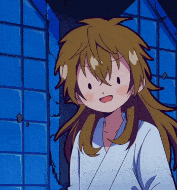 a cartoon of a girl with long hair and a white shirt