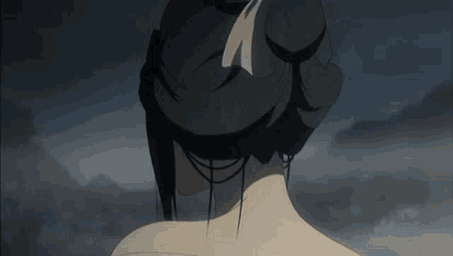 the back of a woman 's head is shown in a cartoon