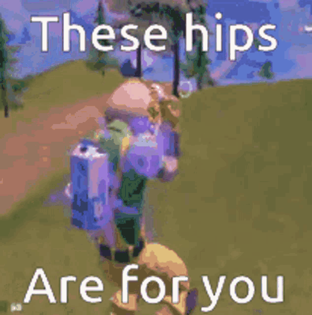 a picture of a person in a video game with the words these hips are for you