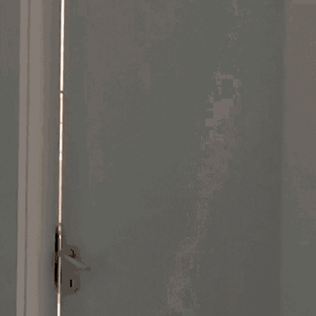 a man with a beard is peeking out of a door