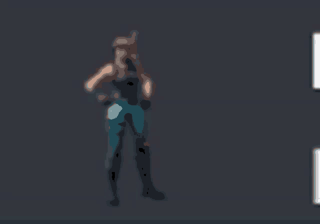 a blurry picture of a woman standing in front of a gray background holding a gun .