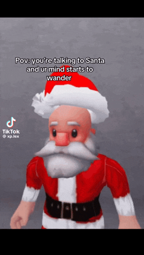 a tiktok video of a cartoon santa talking to santa