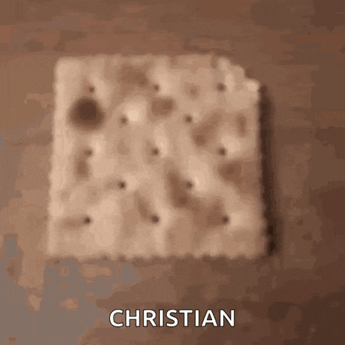 a close up of a cracker that says christian on it