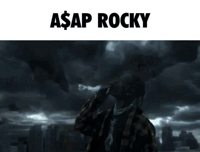 a picture of asap rocky with a cloudy sky