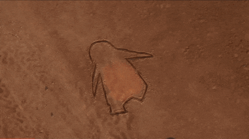 a cartoon penguin is laying on the ground with blood on its feet